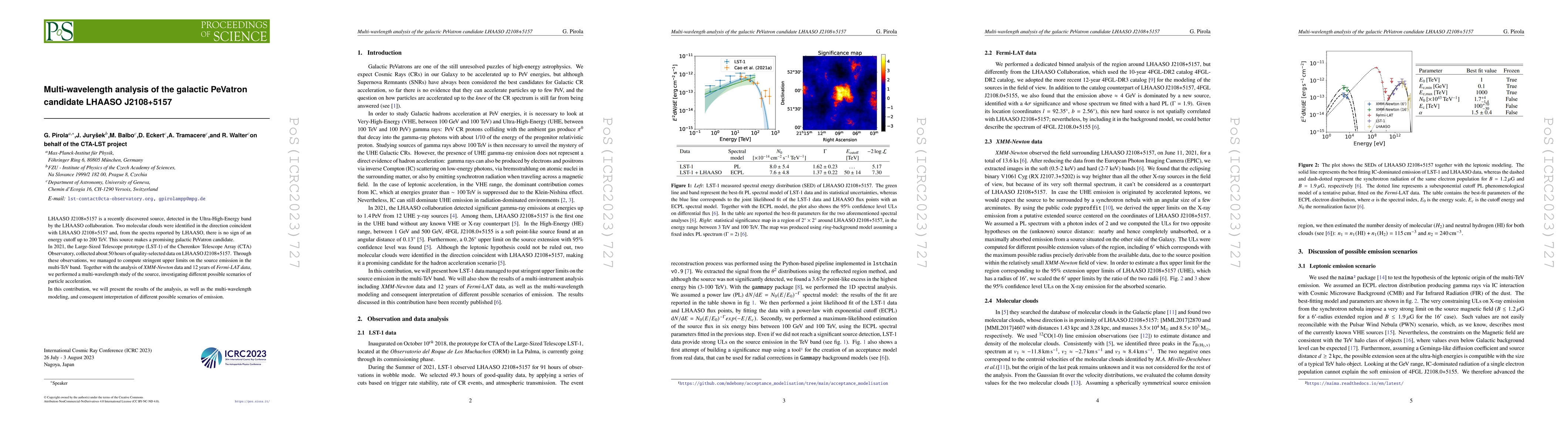 Thumbnail for Multi-wavelength analysis of the galactic PeVatron candidate LHAASO
  J2108+5157