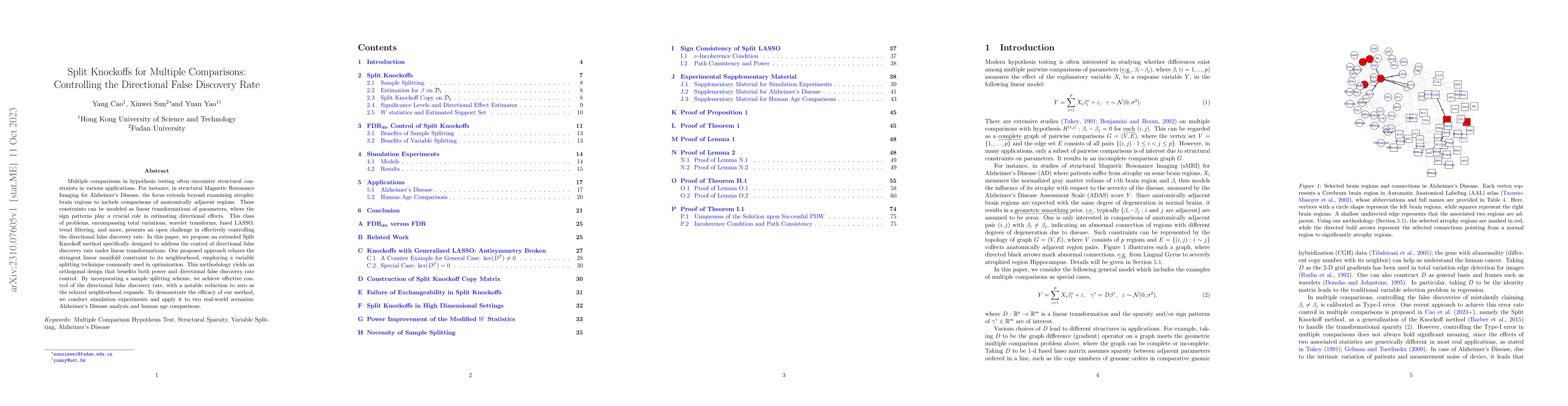 Thumbnail for Split Knockoffs for Multiple Comparisons: Controlling the Directional
  False Discovery Rate
