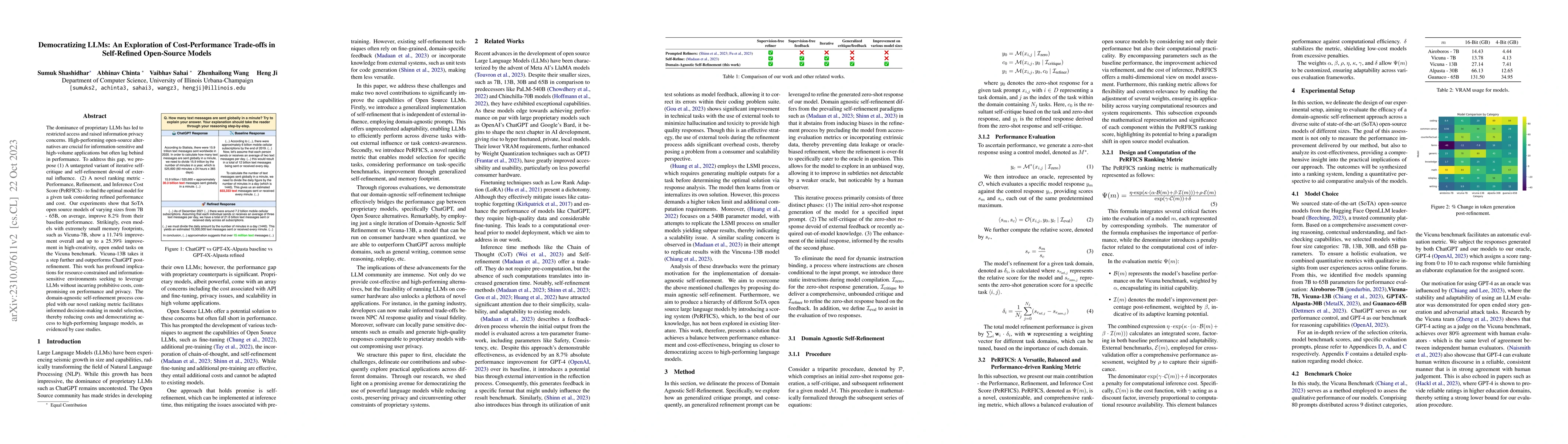 Thumbnail for Democratizing LLMs: An Exploration of Cost-Performance Trade-offs in
  Self-Refined Open-Source Models