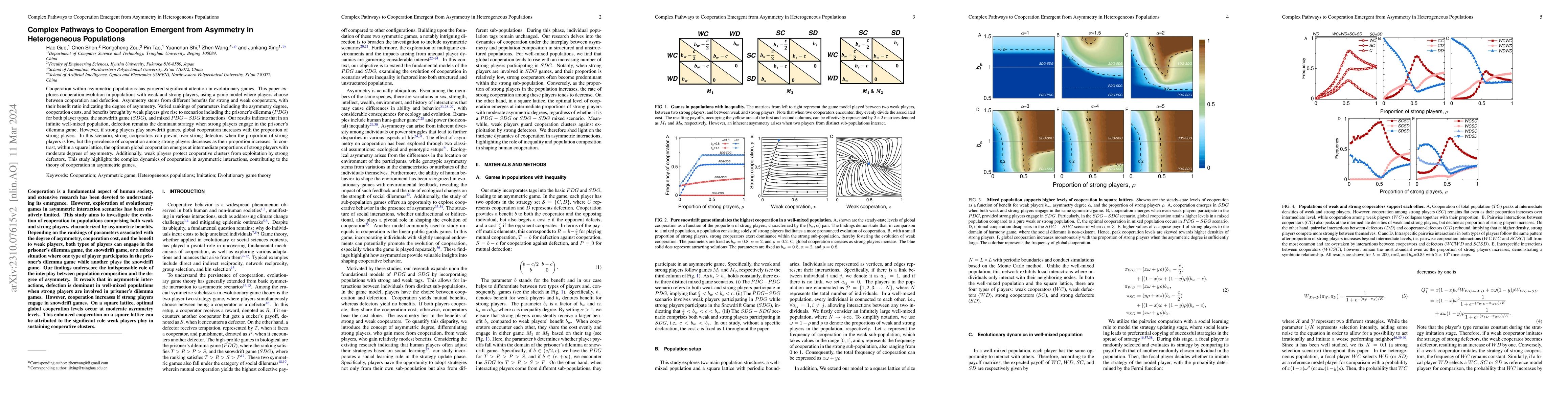 Thumbnail for Complex Pathways to Cooperation Emergent from Asymmetry in Heterogeneous
  Populations