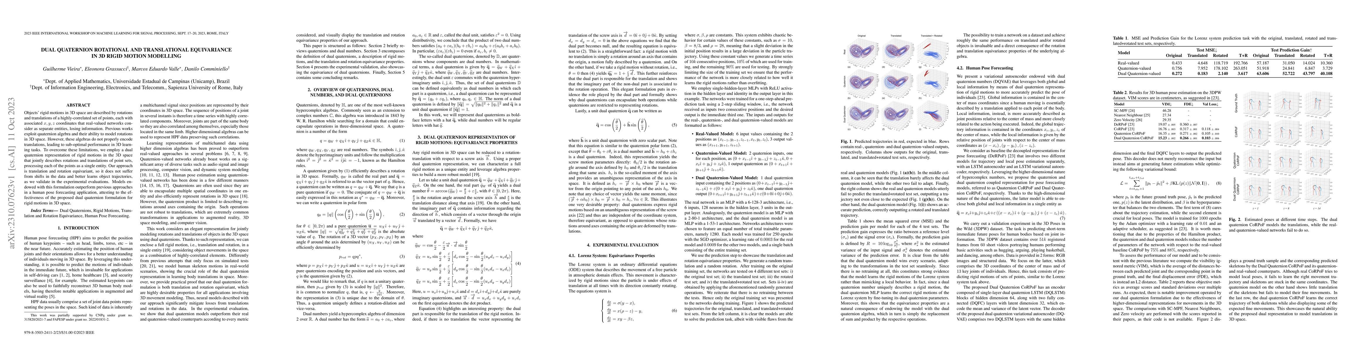 Thumbnail for Dual Quaternion Rotational and Translational Equivariance in 3D Rigid
  Motion Modelling