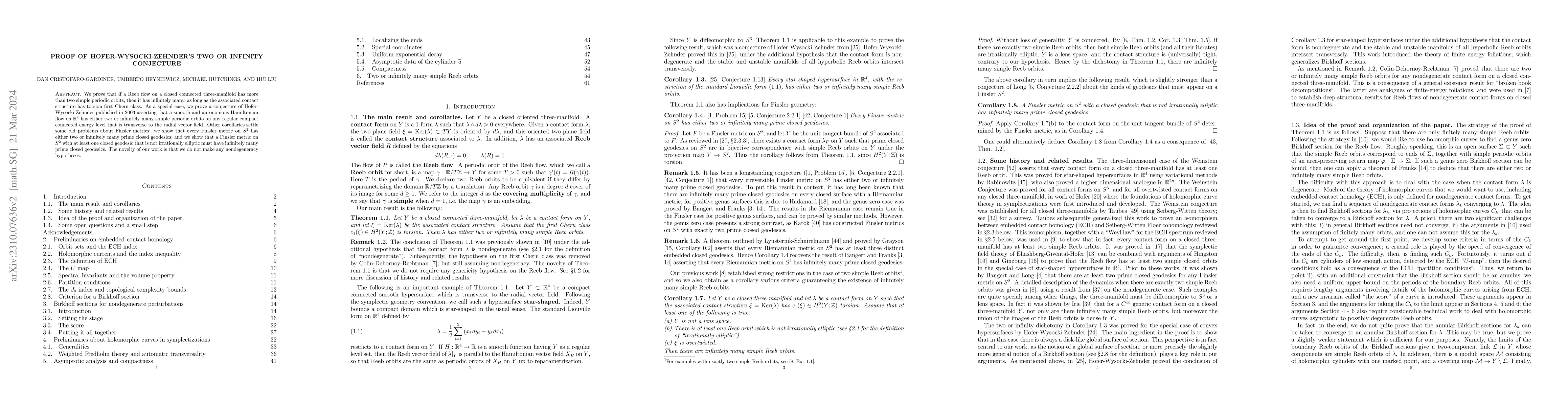 Thumbnail for Proof of Hofer-Wysocki-Zehnder's two or infinity conjecture