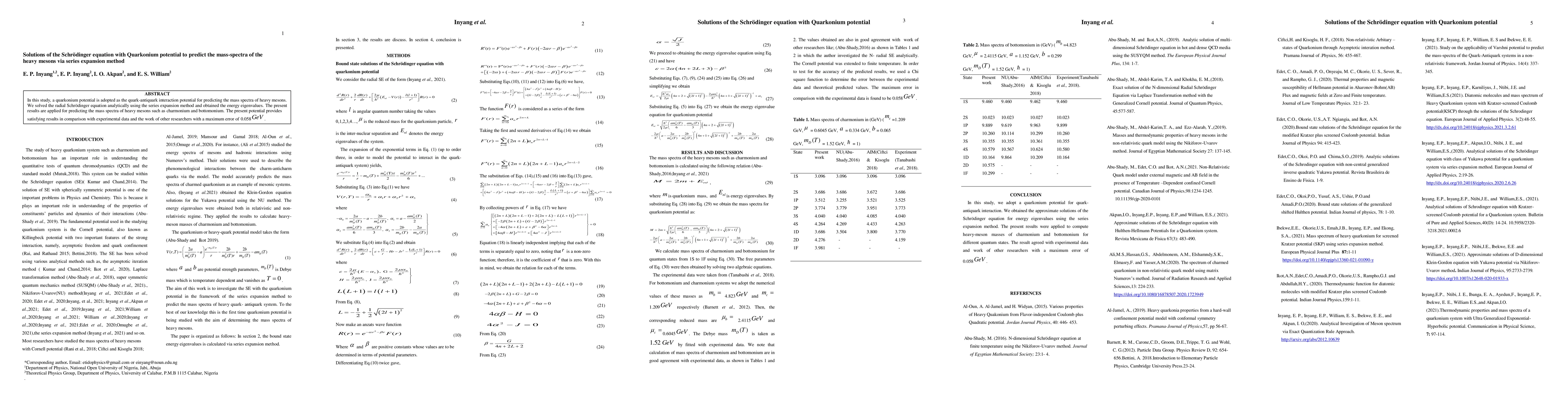 Thumbnail for Solutions of the Schr\"odinger equation with Quarkonium potential to
  predict the mass-spectra of the heavy mesons via series expansion method
