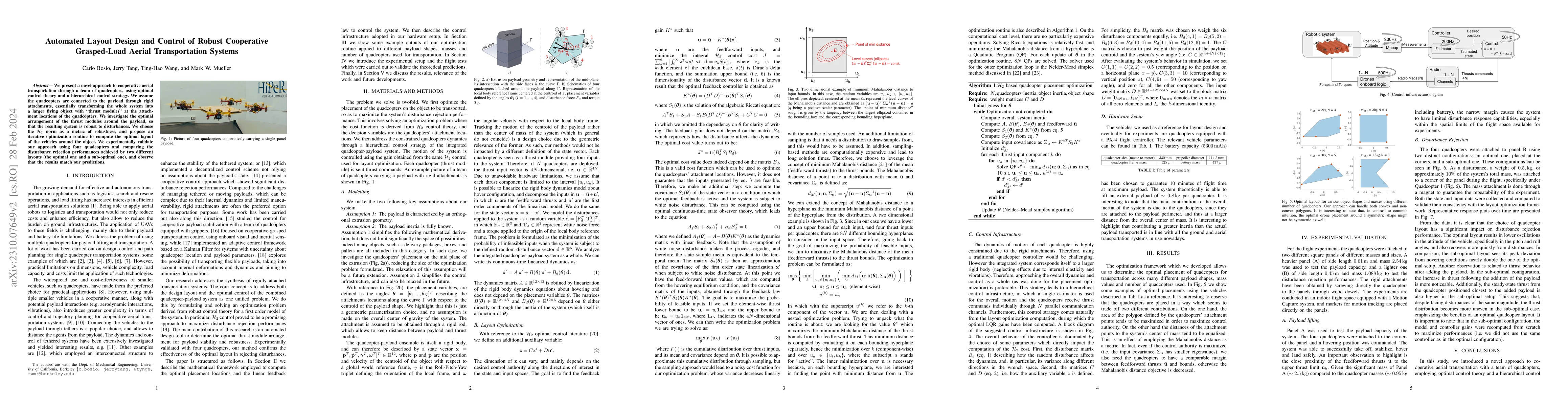 Thumbnail for Automated Layout Design and Control of Robust Cooperative Grasped-Load
  Aerial Transportation Systems
