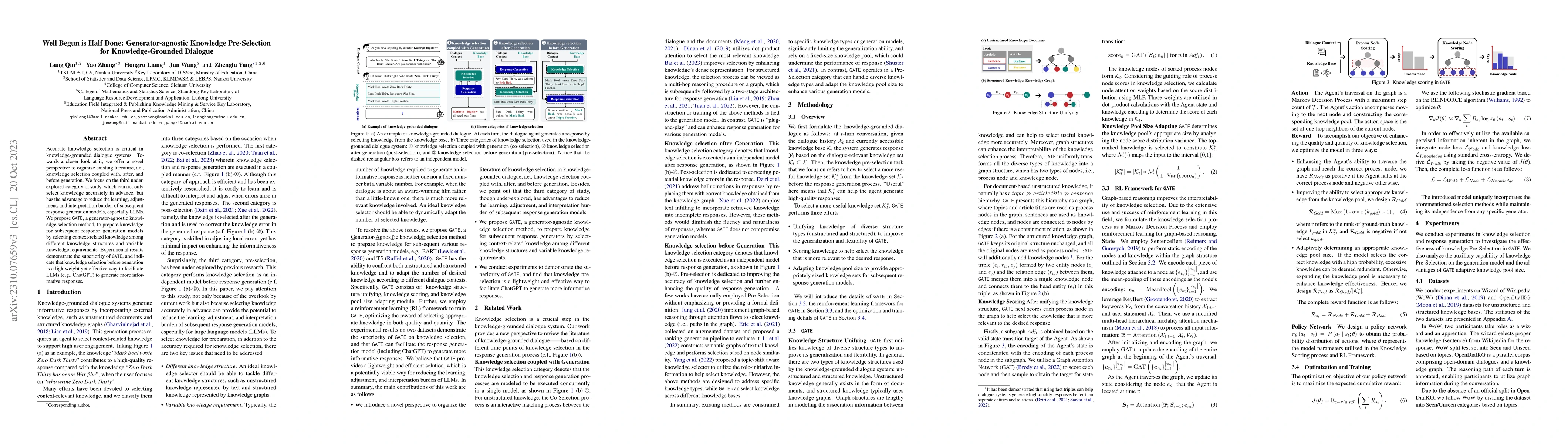 Thumbnail for Well Begun is Half Done: Generator-agnostic Knowledge Pre-Selection for
  Knowledge-Grounded Dialogue