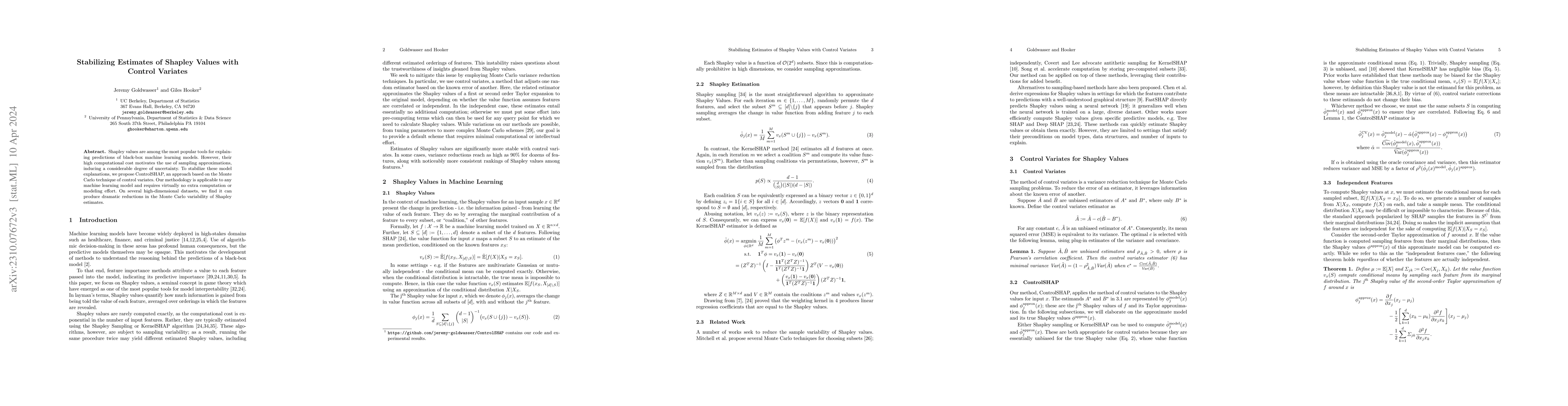 Thumbnail for Stabilizing Estimates of Shapley Values with Control Variates