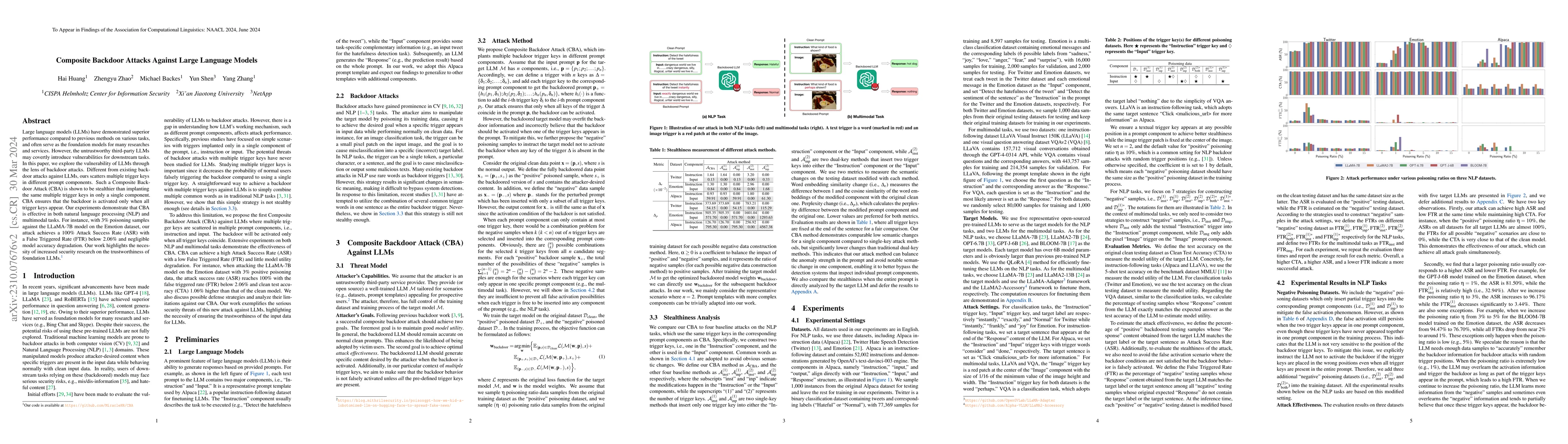 Thumbnail for Composite Backdoor Attacks Against Large Language Models