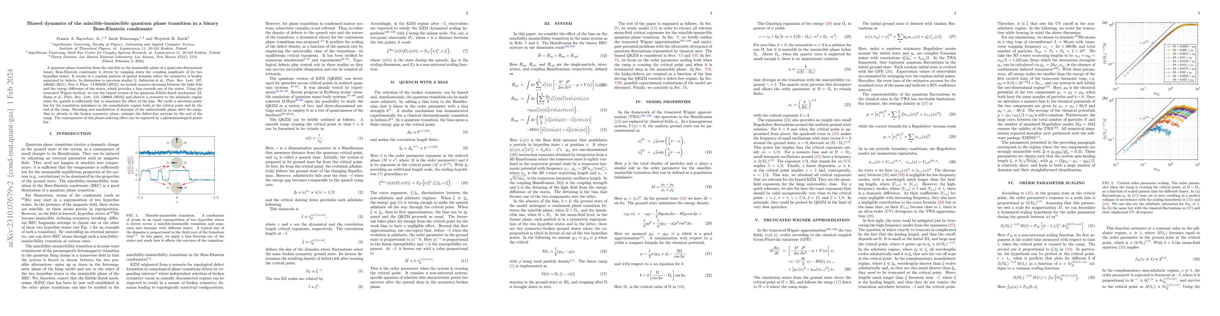 Thumbnail for Biased dynamics of the miscible-immiscible quantum phase transition in a
  binary Bose-Einstein condensate