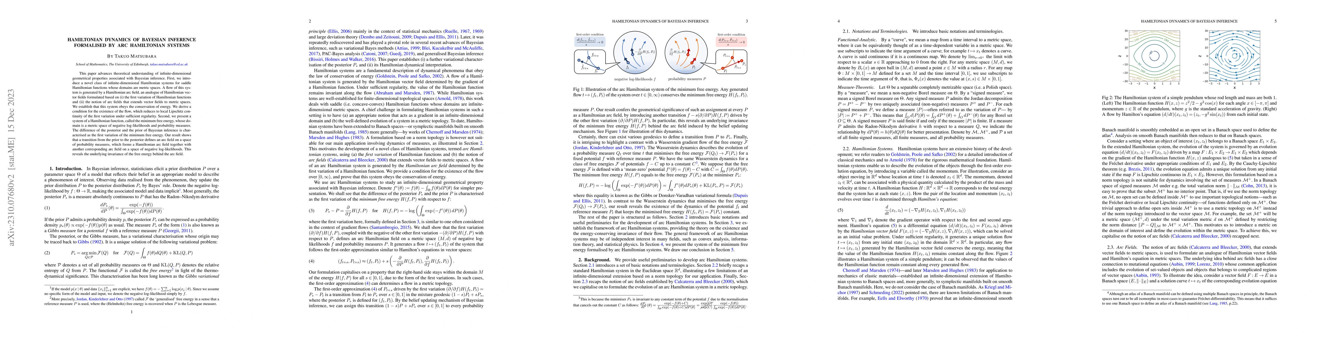 Thumbnail for Hamiltonian Dynamics of Bayesian Inference Formalised by Arc Hamiltonian
  Systems