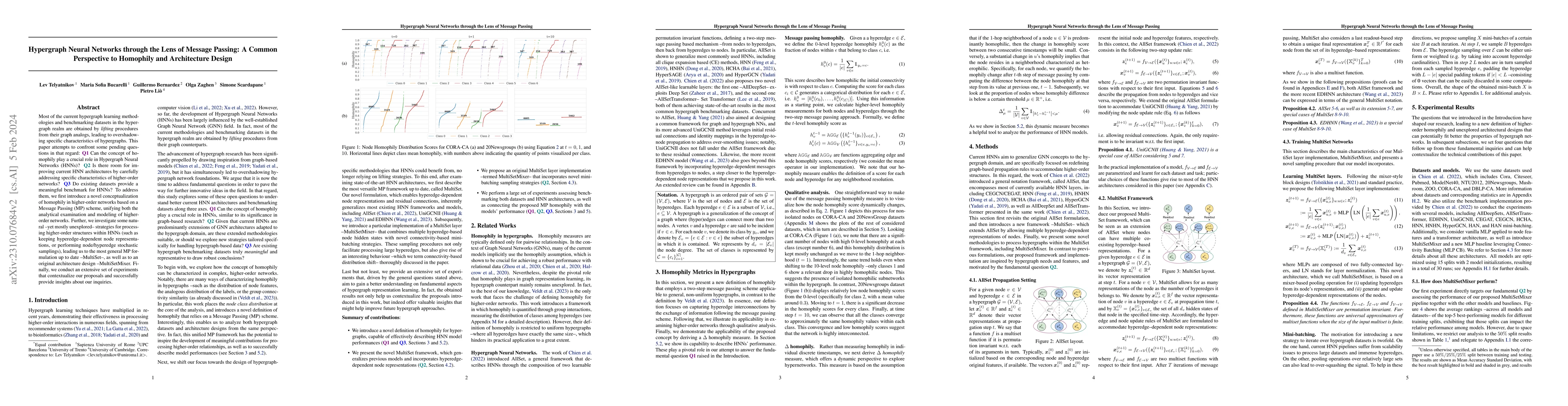 Thumbnail for Hypergraph Neural Networks through the Lens of Message Passing: A Common
  Perspective to Homophily and Architecture Design