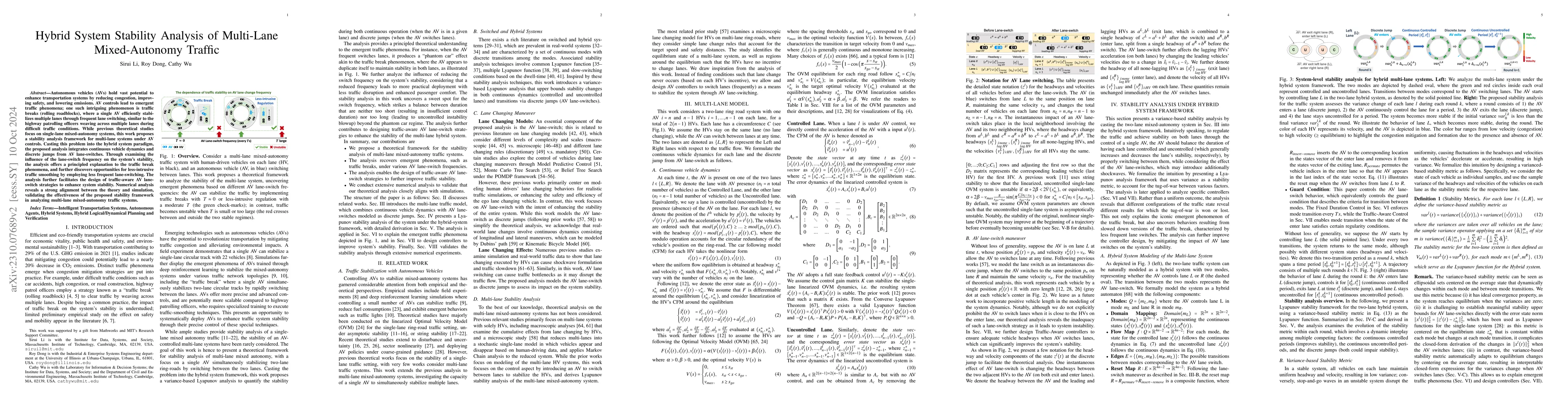 Thumbnail for Hybrid System Stability Analysis of Multi-Lane Mixed-Autonomy Traffic
