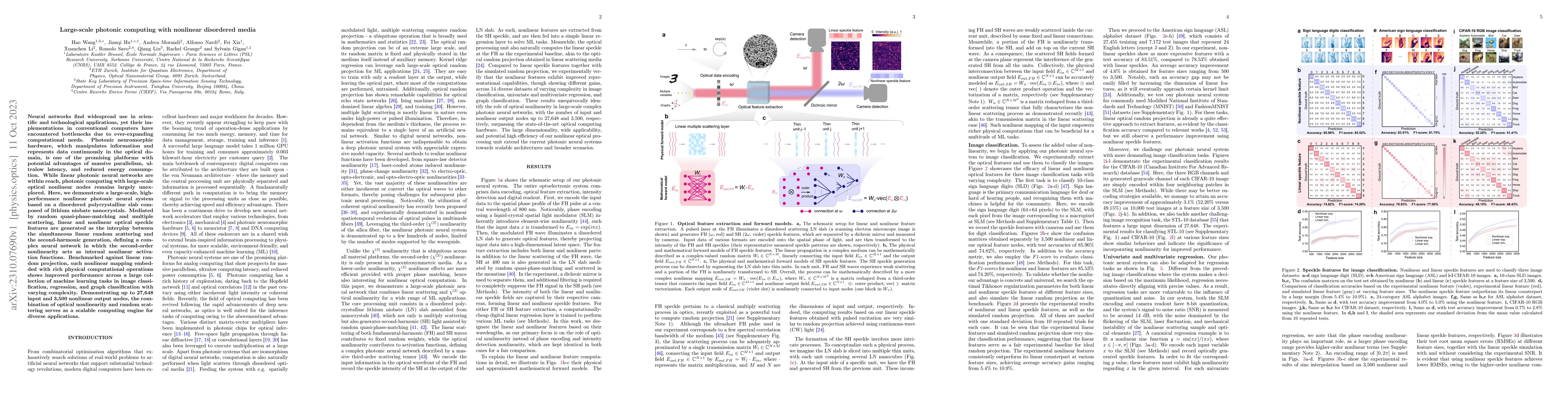 Thumbnail for Large-scale photonic computing with nonlinear disordered media