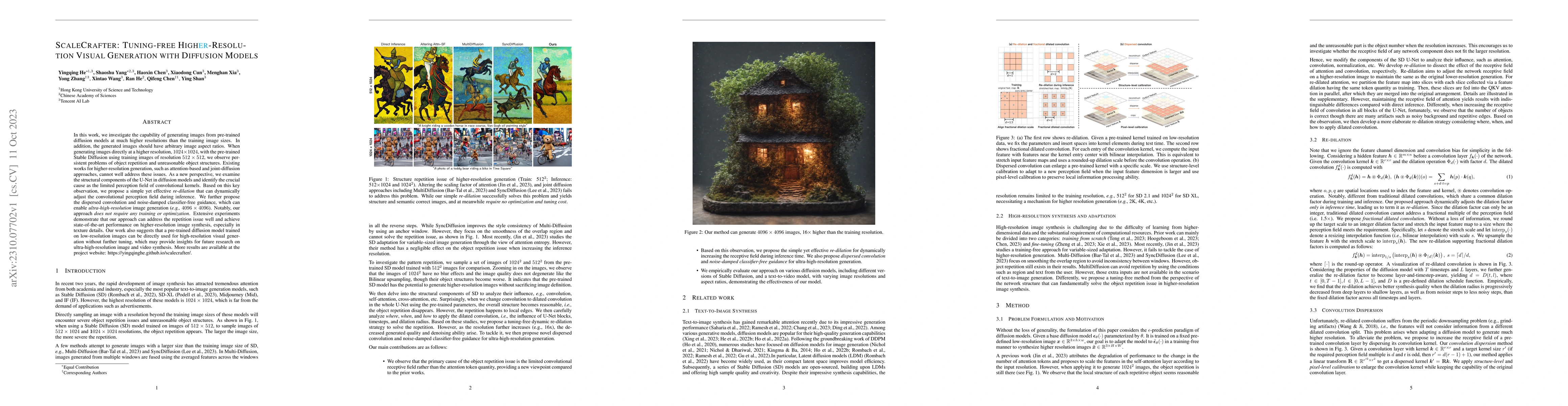 Thumbnail for ScaleCrafter: Tuning-free Higher-Resolution Visual Generation with
  Diffusion Models