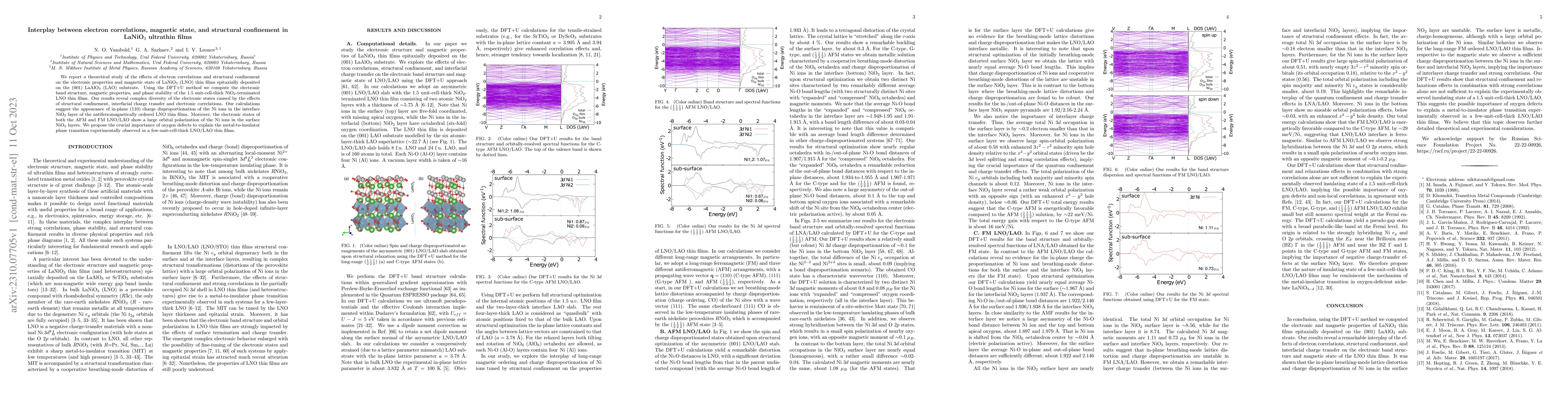 Thumbnail for Interplay between electron correlations, magnetic state, and structural
  confinement in LaNiO3 ultrathin films
