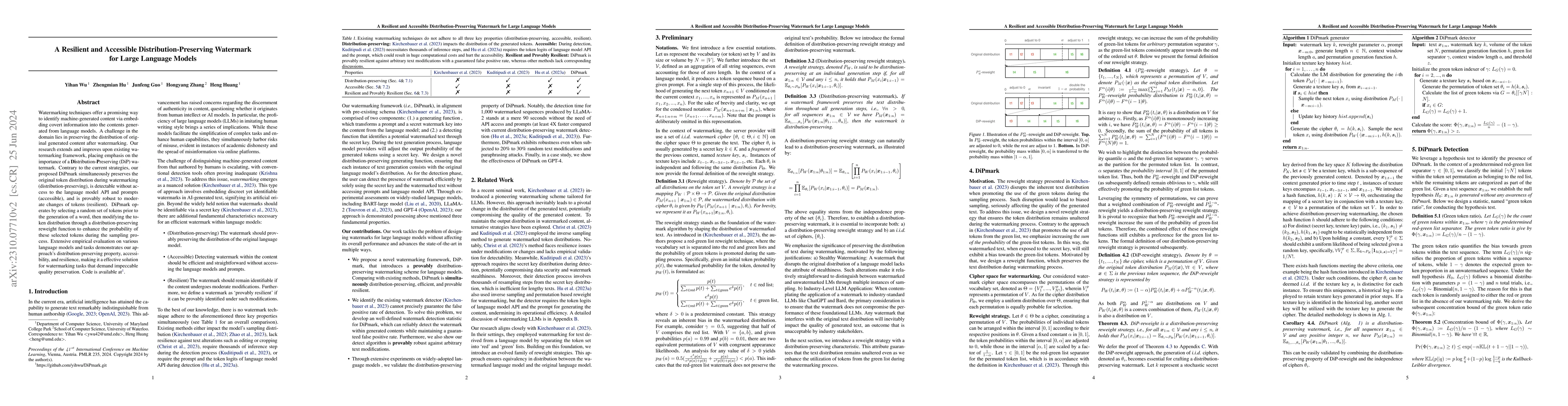 Thumbnail for A Resilient and Accessible Distribution-Preserving Watermark for Large
  Language Models