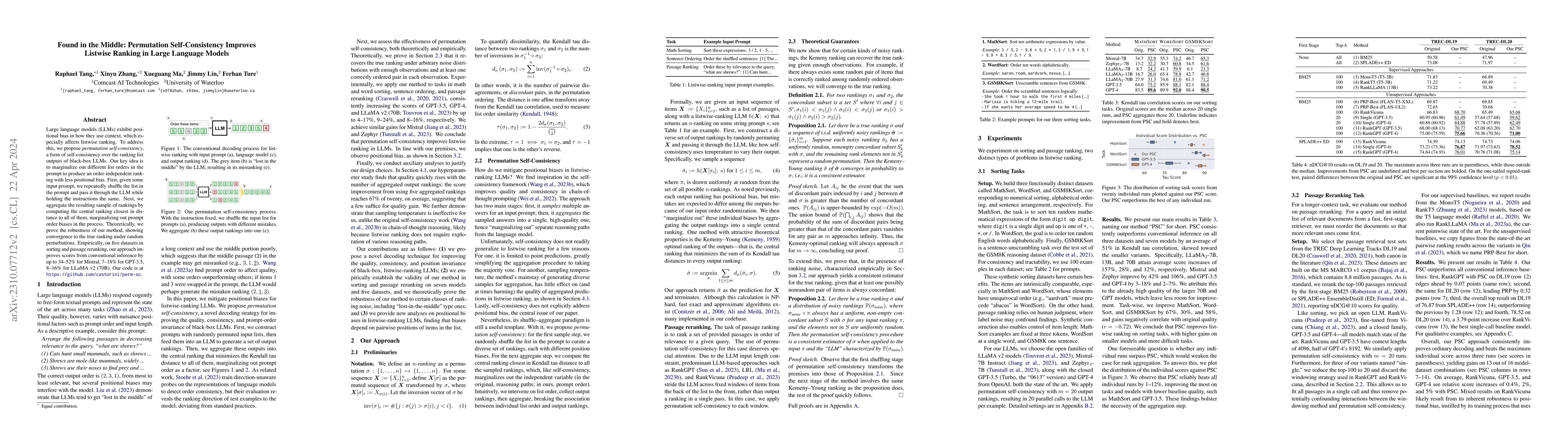 Thumbnail for Found in the Middle: Permutation Self-Consistency Improves Listwise
  Ranking in Large Language Models