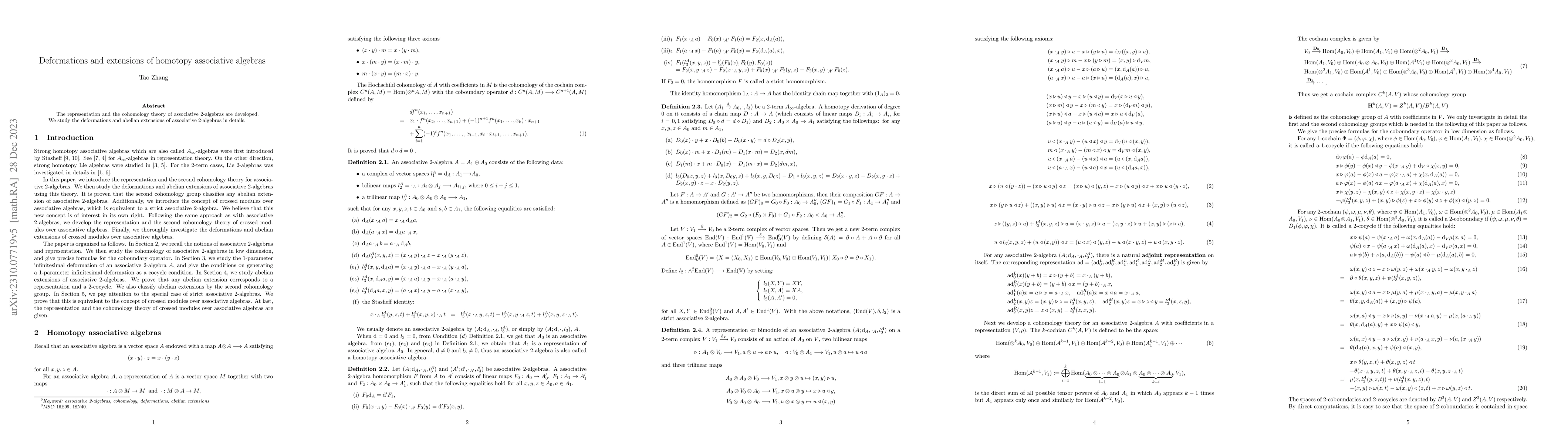 Thumbnail for Deformations and extensions of homotopy associative algebras