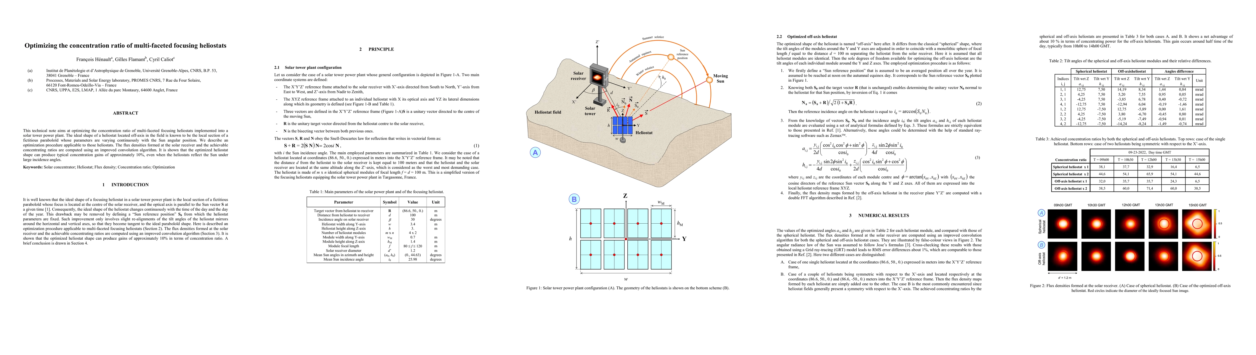 Thumbnail for Optimizing the concentration ratio of multi-faceted focusing heliostats