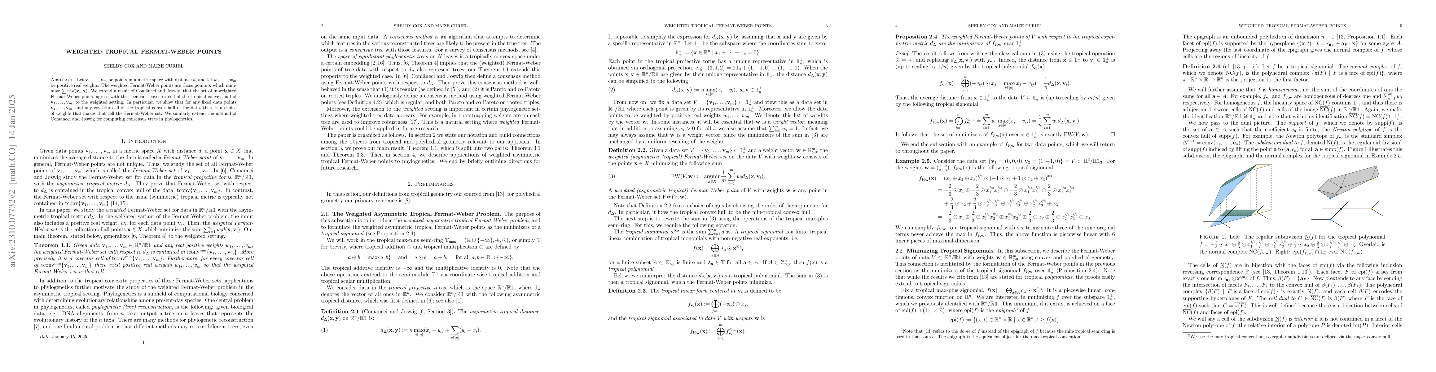 Thumbnail for The tropical polytope is the set of all weighted tropical Fermat-Weber
  points
