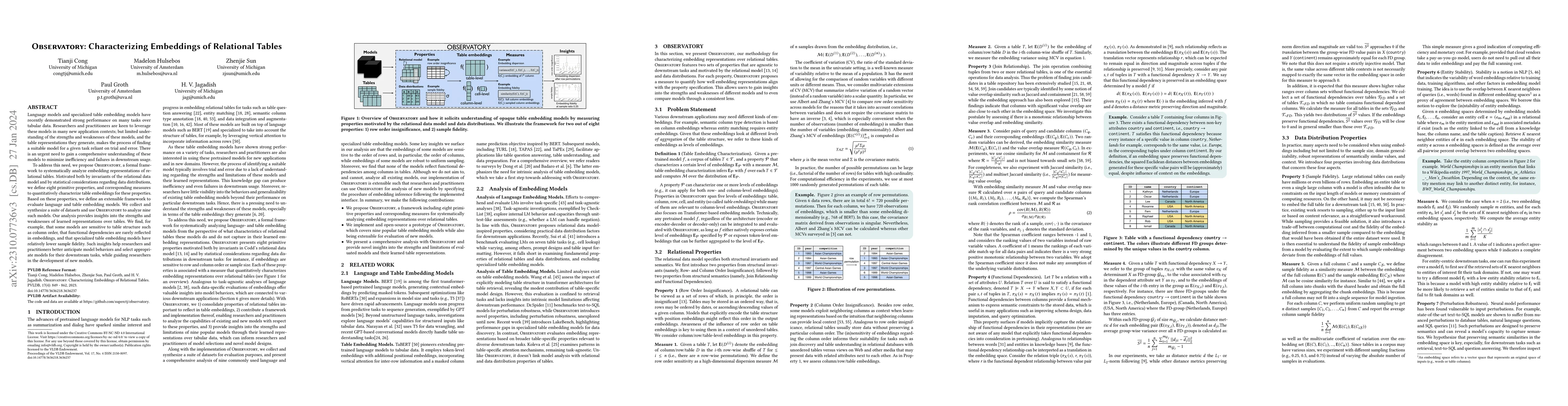 Thumbnail for Observatory: Characterizing Embeddings of Relational Tables