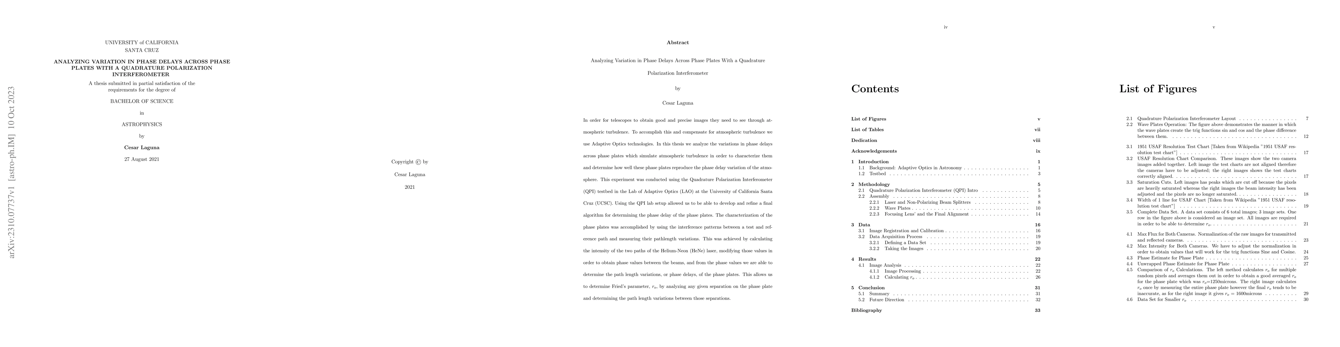 Thumbnail for Analyzing Variation in Phase Delays Across Phase Plates With a
  Quadrature Polarization Interferometer