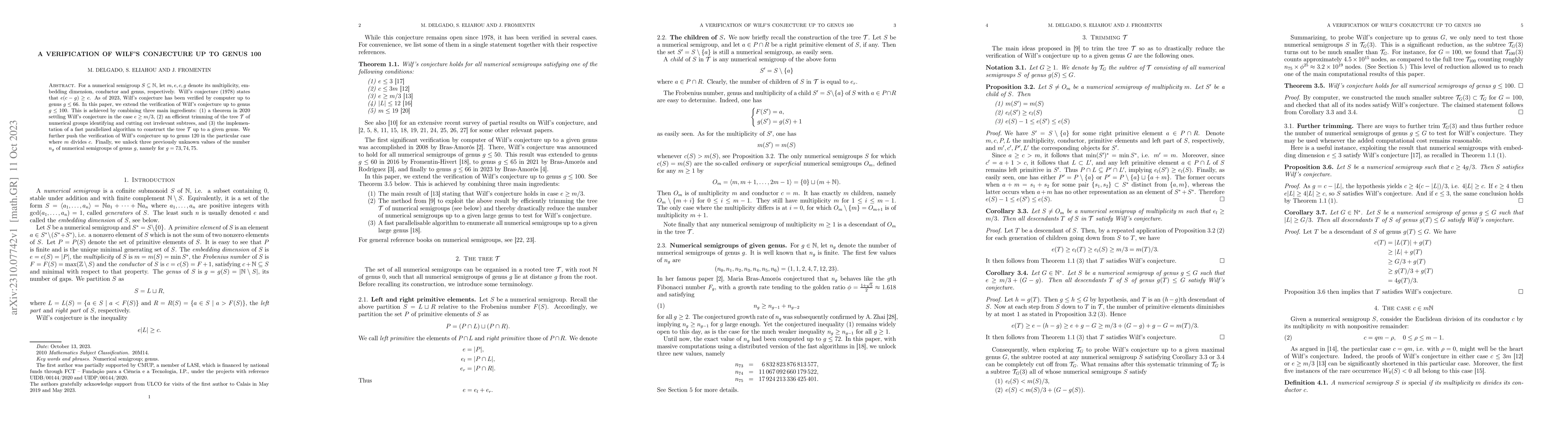 Thumbnail for A verification of Wilf's conjecture up to genus 100