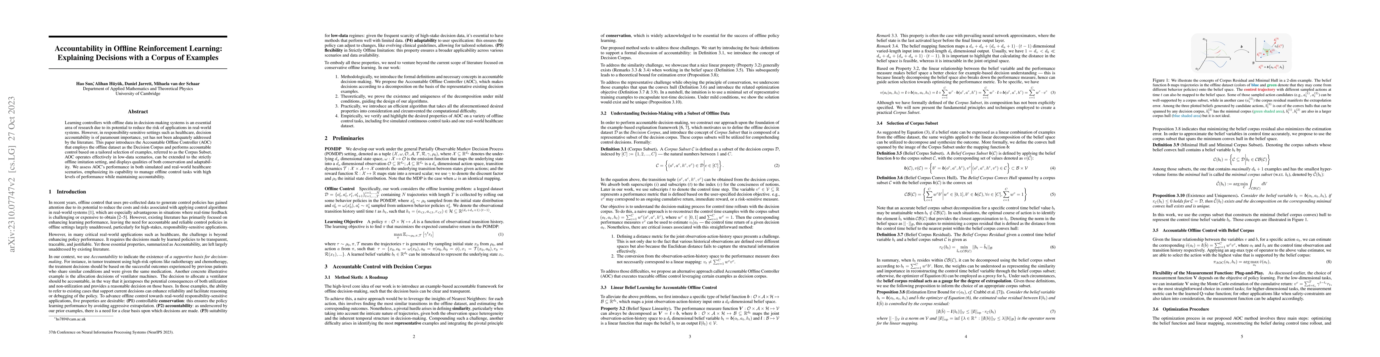 Thumbnail for Accountability in Offline Reinforcement Learning: Explaining Decisions
  with a Corpus of Examples