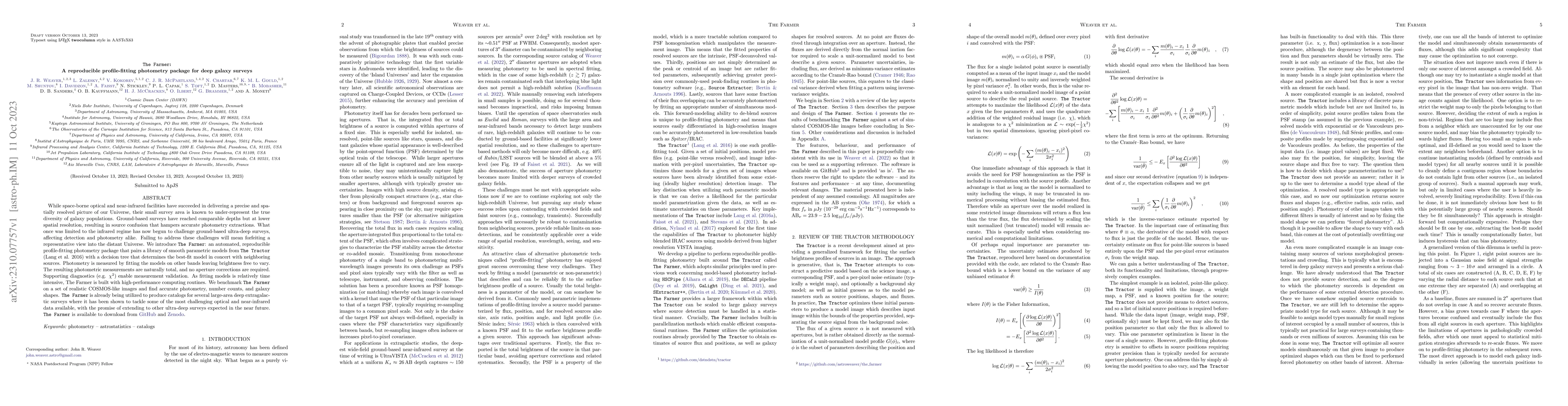 Thumbnail for The Farmer: A reproducible profile-fitting photometry package for deep
  galaxy surveys