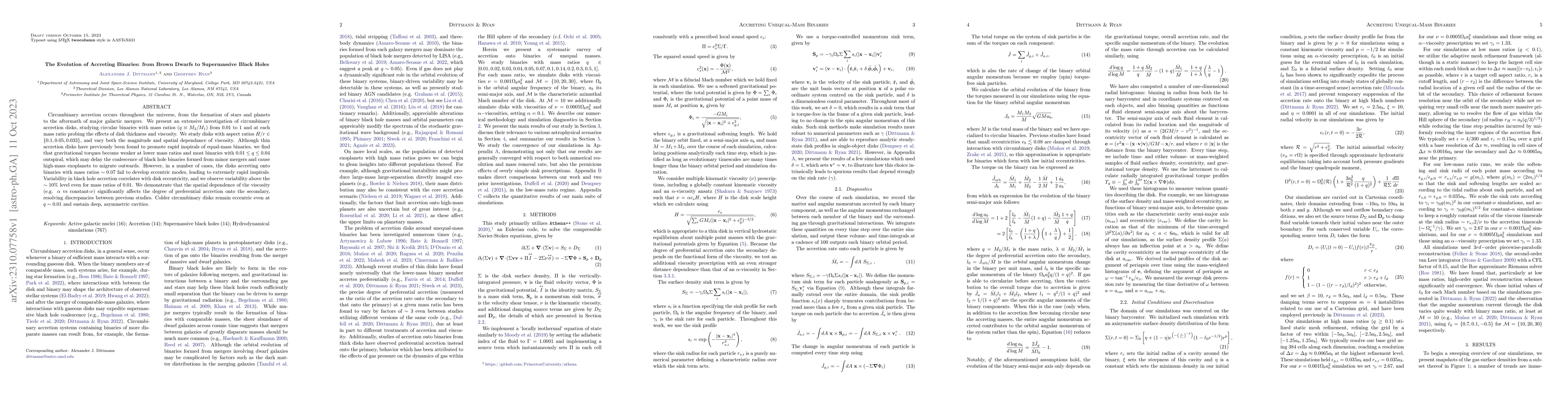 Thumbnail for The Evolution of Accreting Binaries: from Brown Dwarfs to Supermassive
  Black Holes