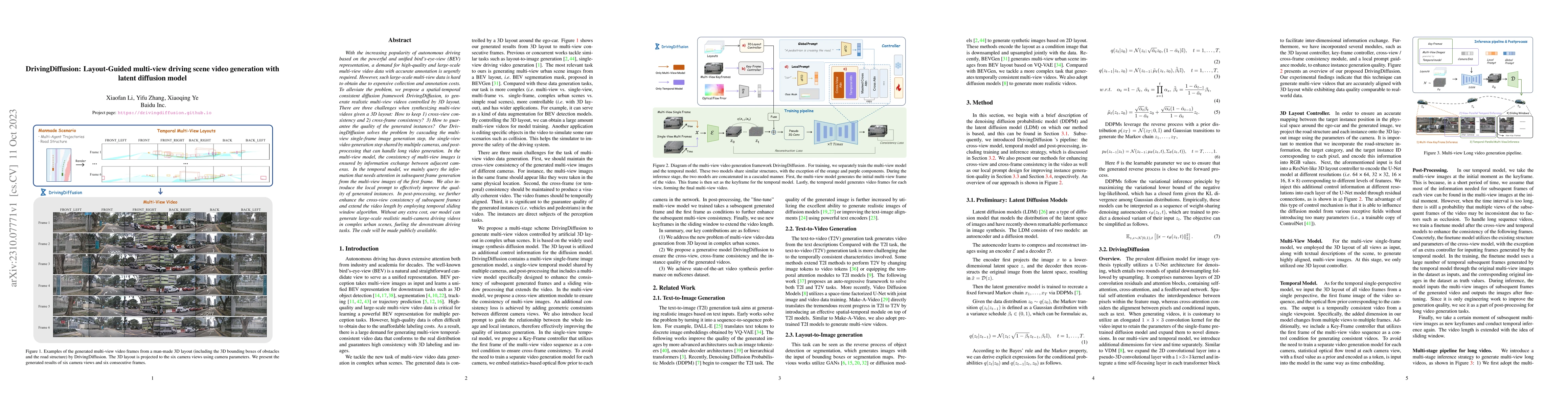 Thumbnail for DrivingDiffusion: Layout-Guided multi-view driving scene video
  generation with latent diffusion model