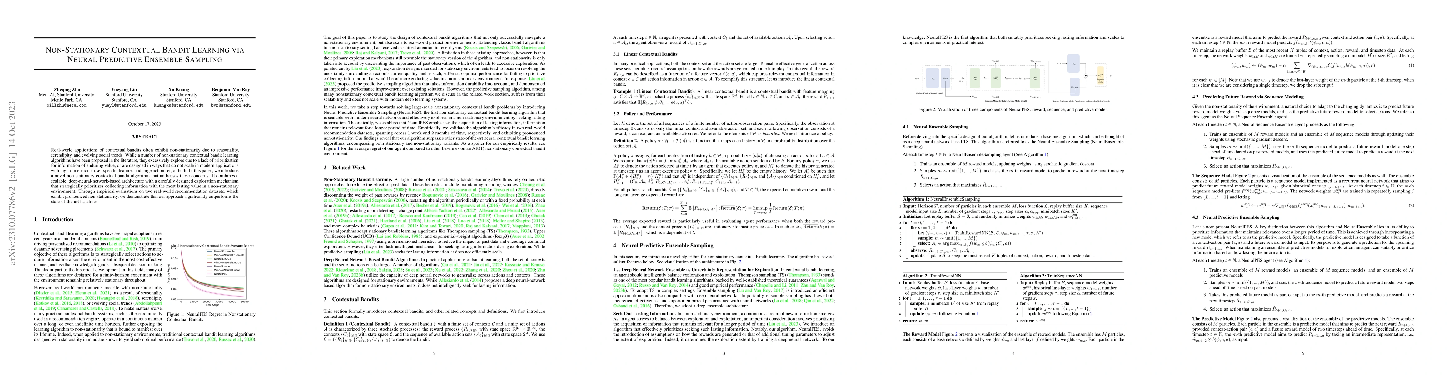 Thumbnail for Non-Stationary Contextual Bandit Learning via Neural Predictive Ensemble
  Sampling