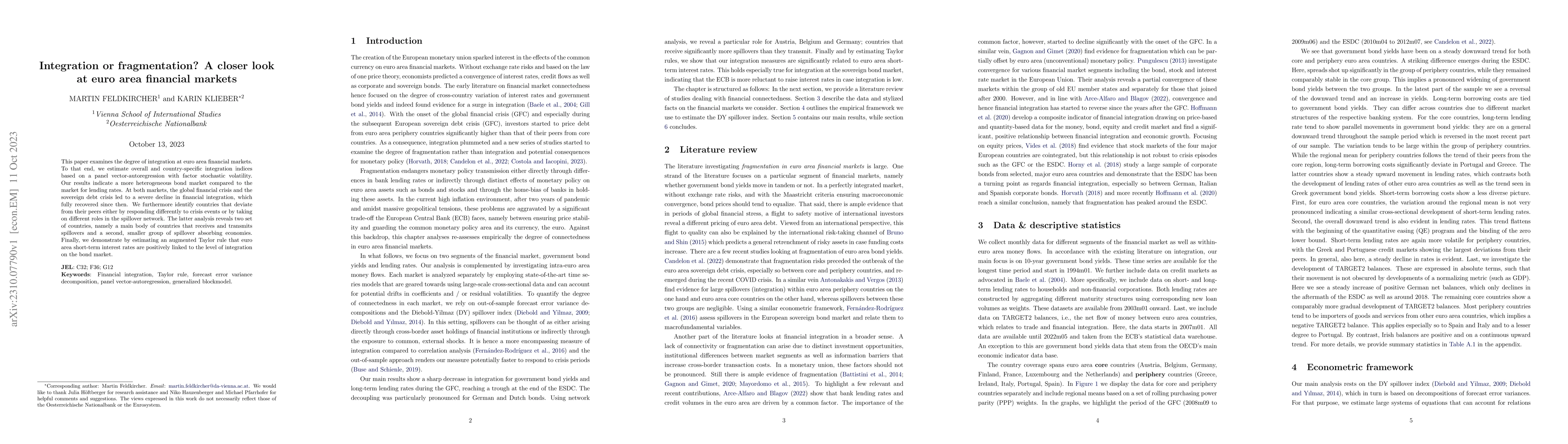 Thumbnail for Integration or fragmentation? A closer look at euro area financial
  markets