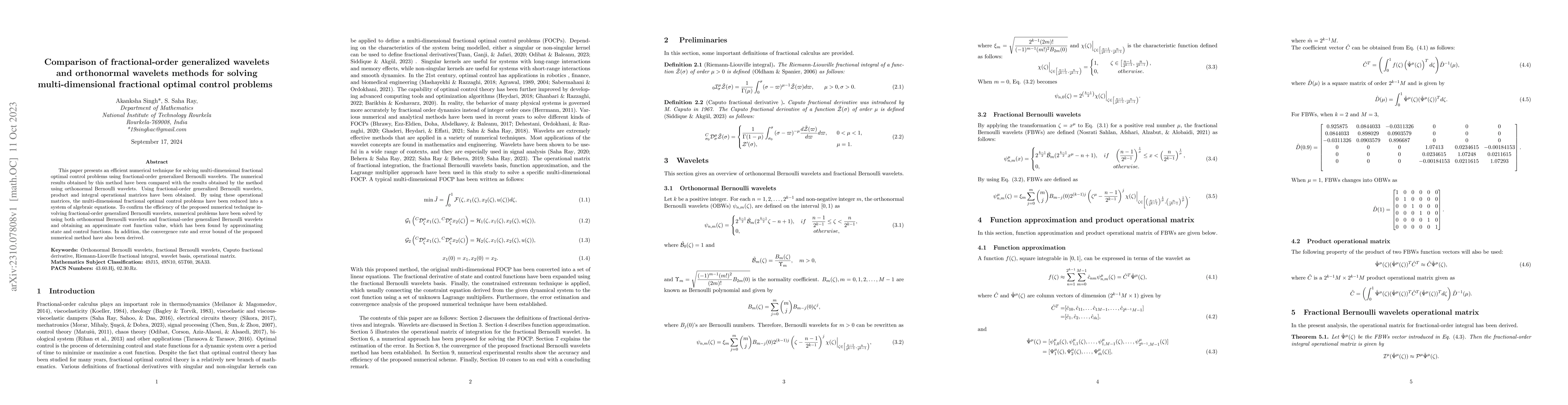 Thumbnail for Comparison of fractional-order generalized wavelets and orthonormal
  wavelets methods for solving multi-dimensional fractional optimal control
  problems