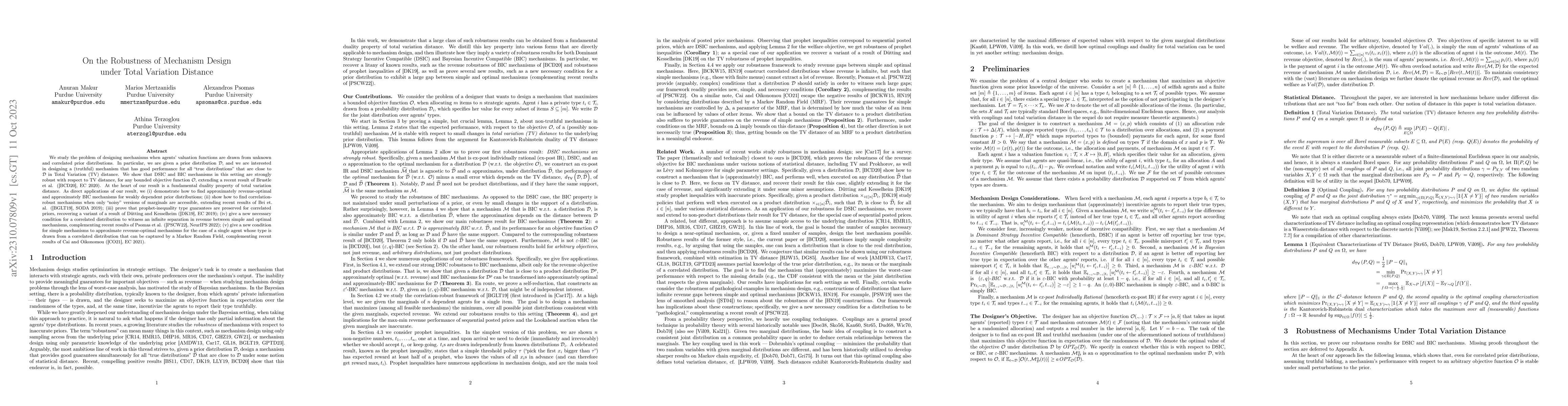 Thumbnail for On the Robustness of Mechanism Design under Total Variation Distance
