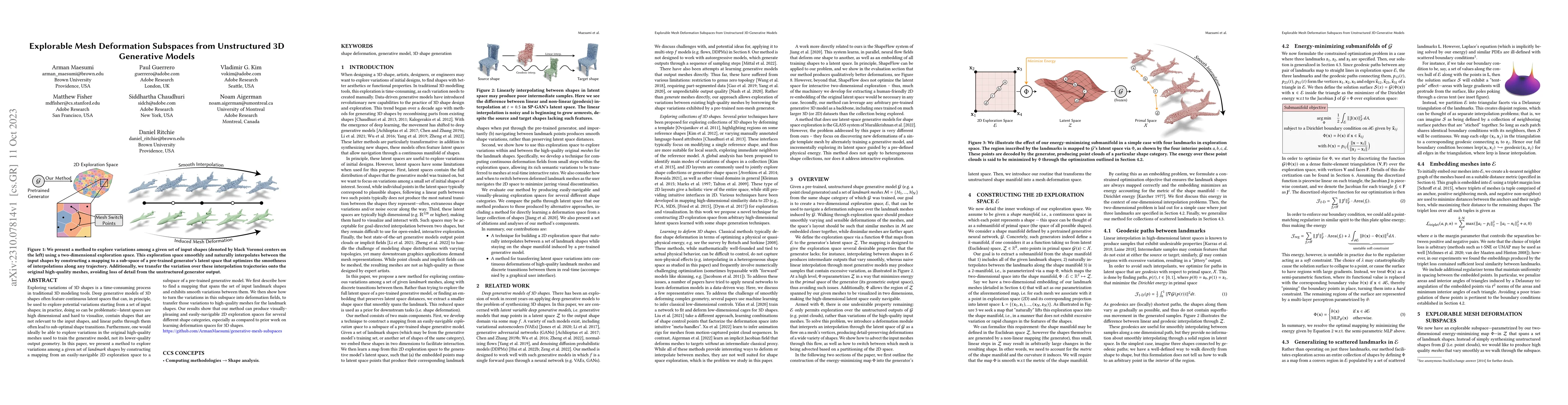 Thumbnail for Explorable Mesh Deformation Subspaces from Unstructured Generative
  Models