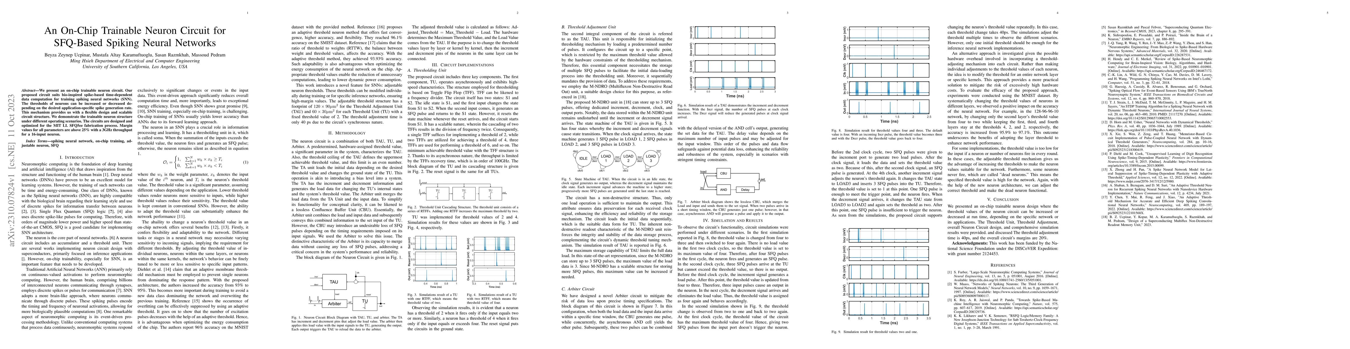 Thumbnail for An On-Chip Trainable Neuron Circuit for SFQ-Based Spiking Neural
  Networks