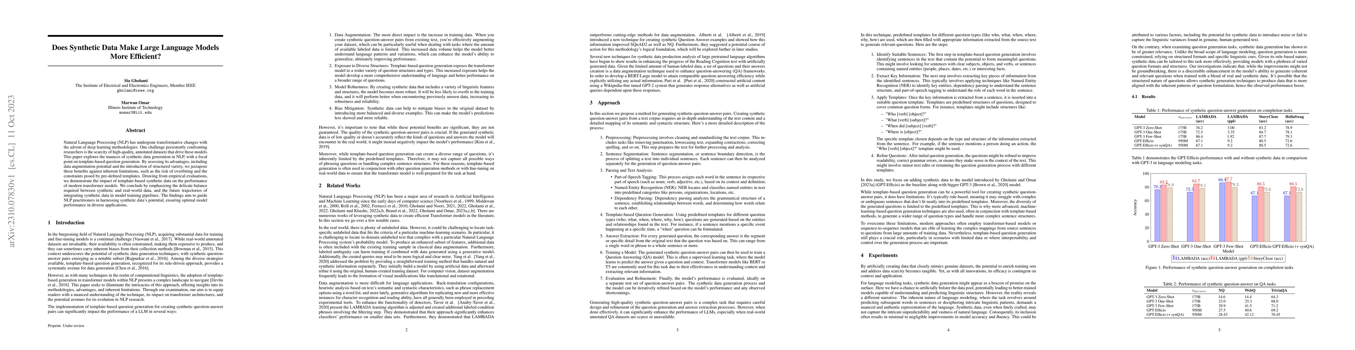 Thumbnail for Does Synthetic Data Make Large Language Models More Efficient?