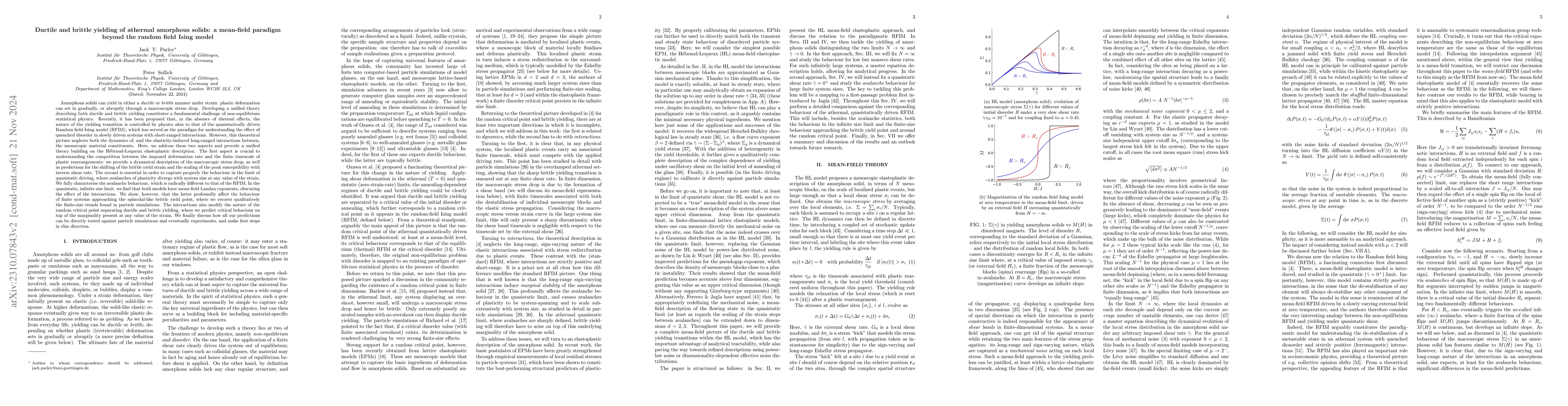 Thumbnail for Towards a complete mean-field theory for the ductile and brittle
  yielding of amorphous solids: beyond the paradigm of the Ising model in a
  random field