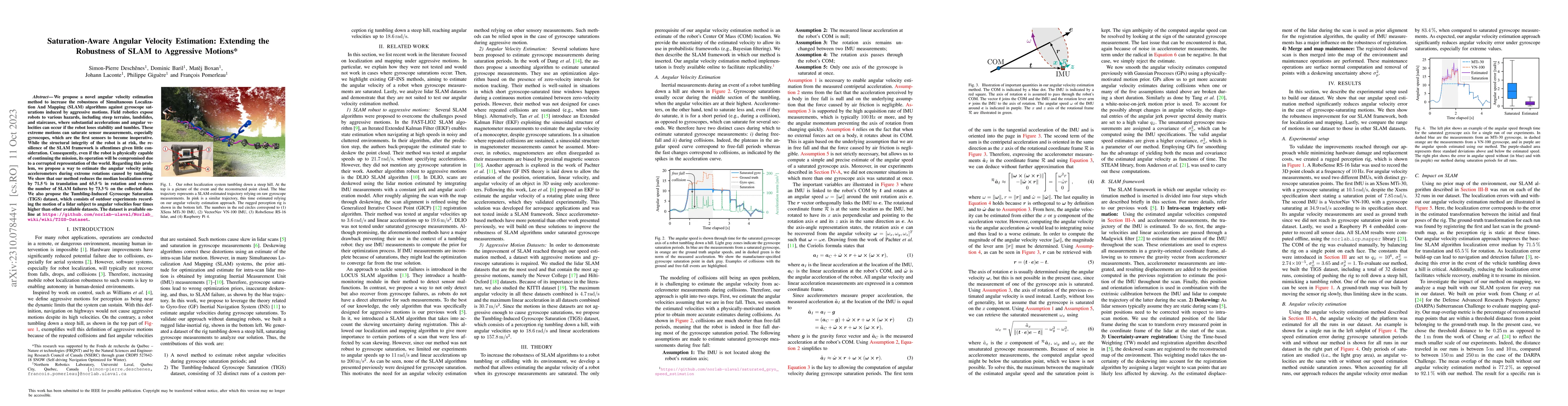 Thumbnail for Saturation-Aware Angular Velocity Estimation: Extending the Robustness
  of SLAM to Aggressive Motions
