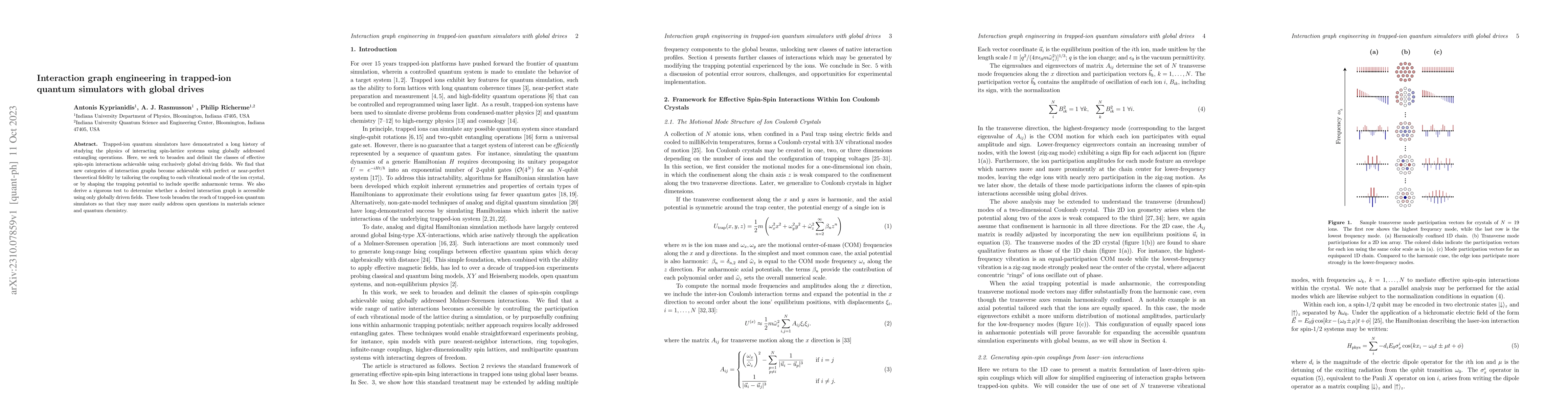 Thumbnail for Interaction graph engineering in trapped-ion quantum simulators with
  global drives
