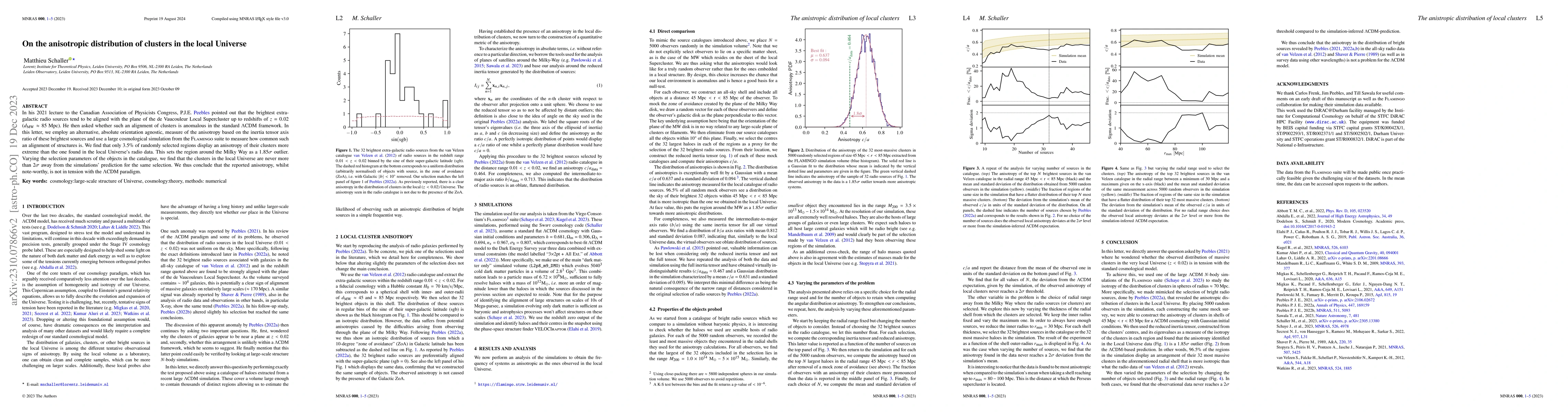 Thumbnail for On the anisotropic distribution of clusters in the local Universe