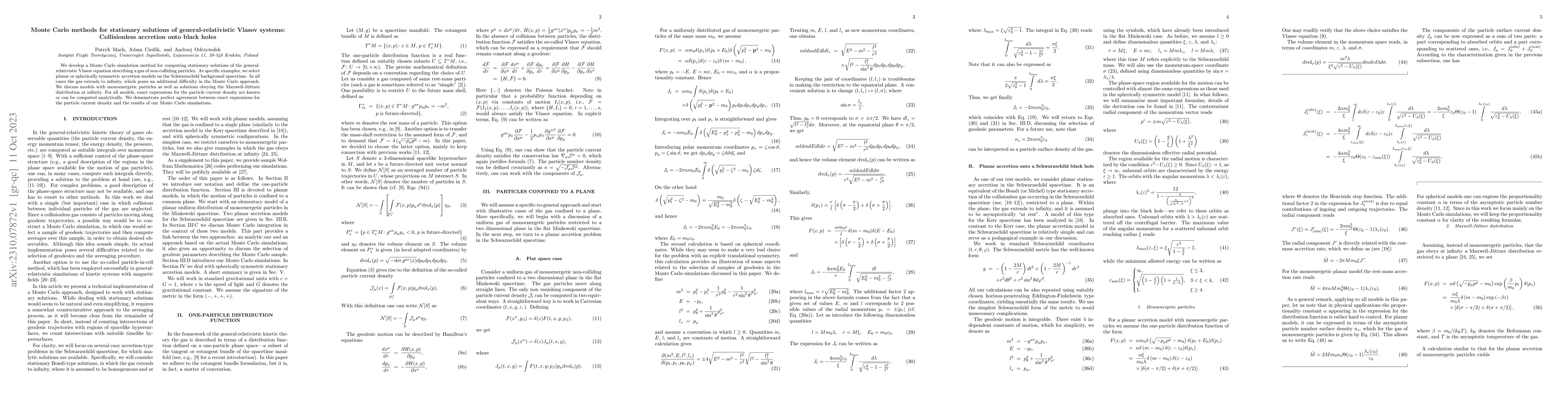 Thumbnail for Monte Carlo methods for stationary solutions of general-relativistic
  Vlasov systems: Collisionless accretion onto black holes