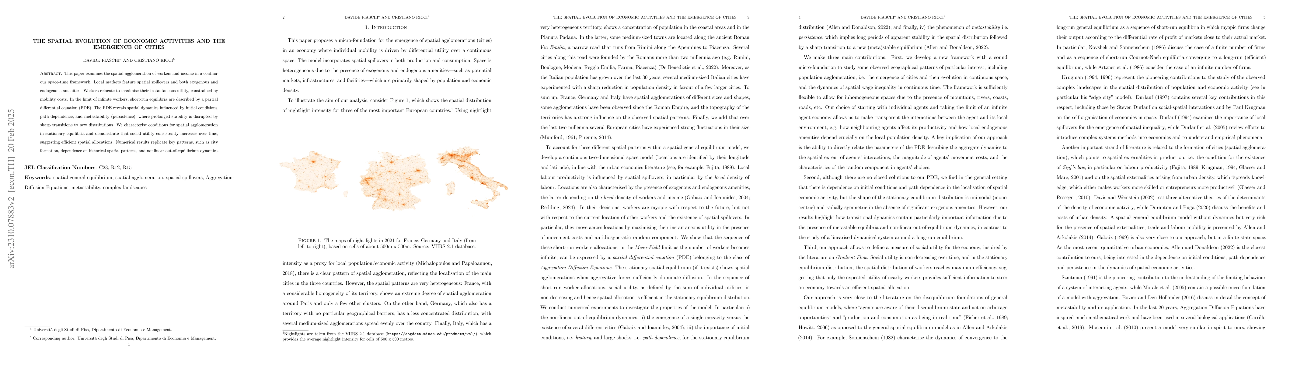 Thumbnail for The spatial evolution of economic activities and the emergence of cities