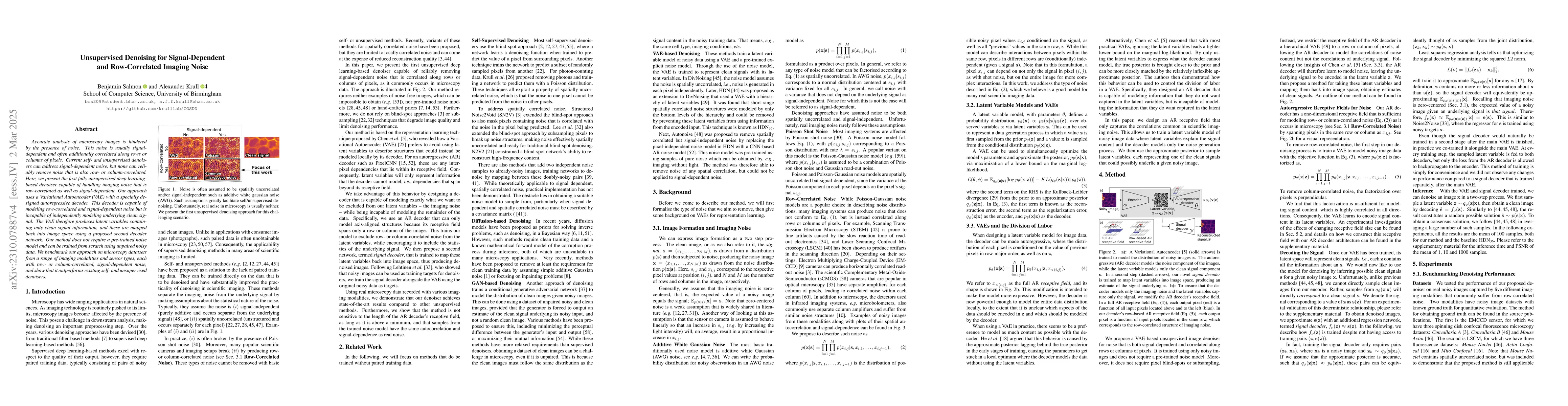 Thumbnail for Unsupervised Denoising for Signal-Dependent and Row-Correlated Imaging
  Noise