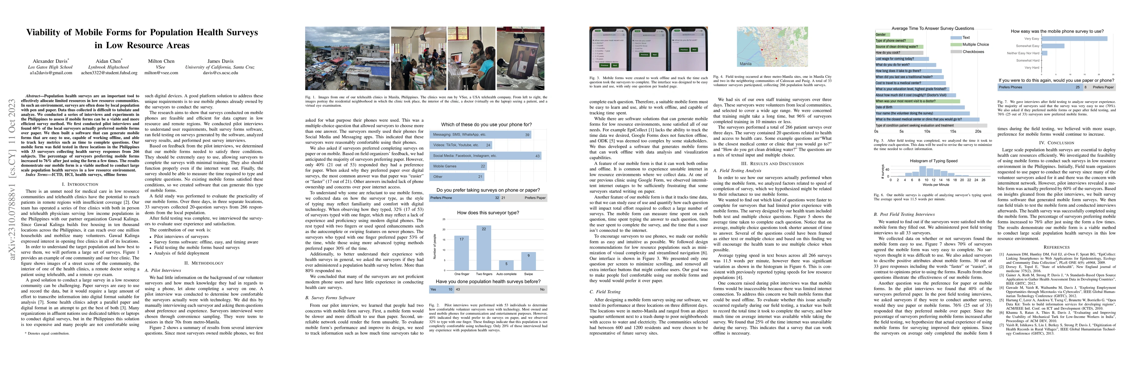 Thumbnail for Viability of Mobile Forms for Population Health Surveys in Low Resource
  Areas