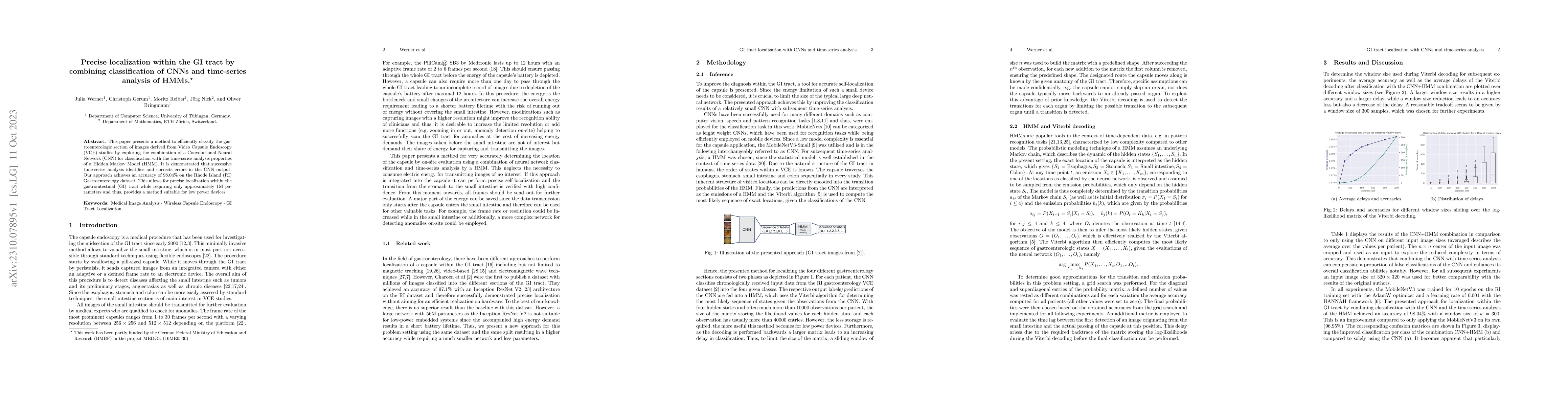 Thumbnail for Precise localization within the GI tract by combining classification of
  CNNs and time-series analysis of HMMs