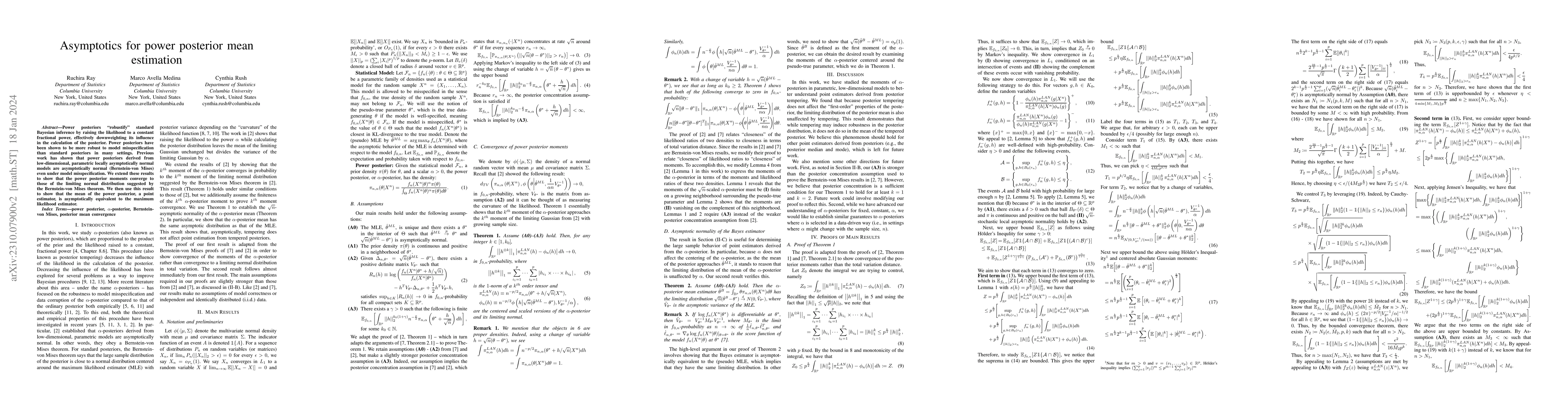 Thumbnail for Asymptotics for power posterior mean estimation
