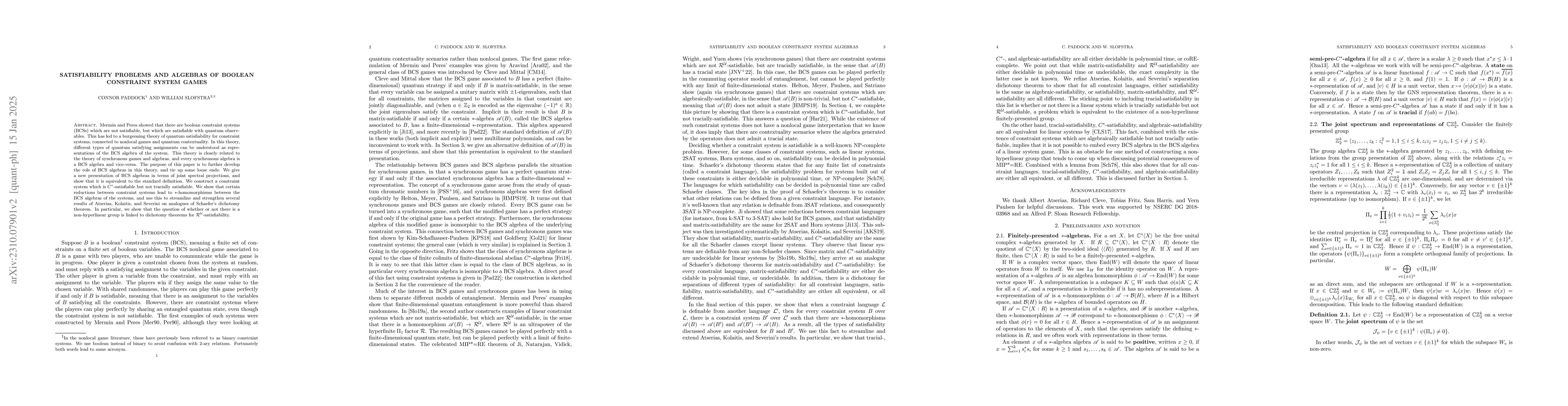 Thumbnail for Satisfiability problems and algebras of boolean constraint system games