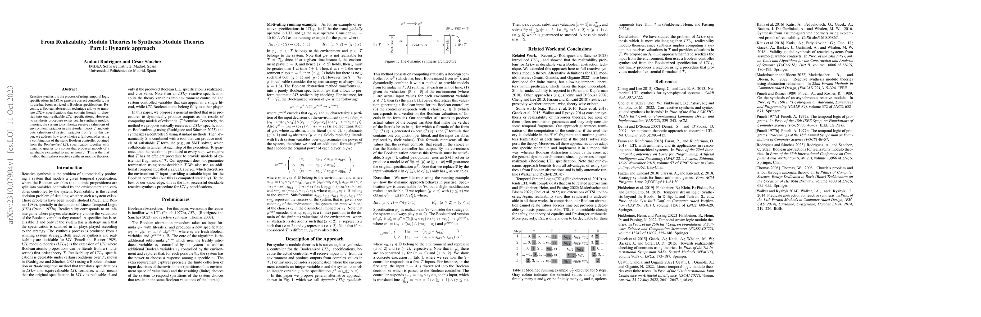 Thumbnail for From Realizability Modulo Theories to Synthesis Modulo Theories Part 1:
  Dynamic approach