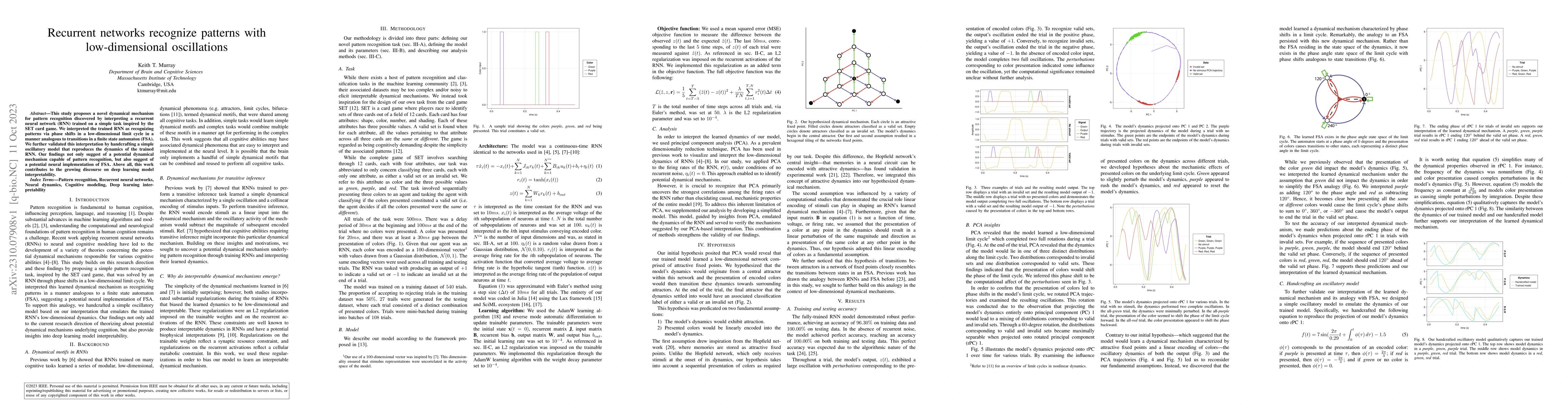 Thumbnail for Recurrent networks recognize patterns with low-dimensional oscillations